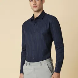 Allen Solly Striped Spread Collar Curved Cotton Slim Fit Formal Shirt image 5