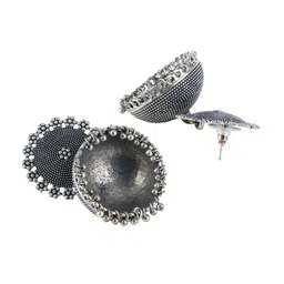 Adwitiya Collection Silver-Plated Dome Shaped Jhumkas image 5
