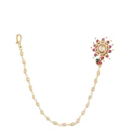 Jazz and Sizzle Gold-Plated Kundan Chained Nosepin image 5