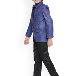 Jeetethnics Boys Navy Blue Checked 3-Piece Single-Breasted Suit image 4