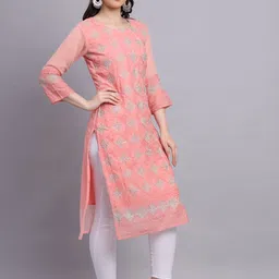VAIRAGEE Geometric Embroidered Thread Work Georgette Kurta image 4