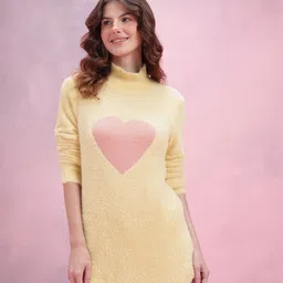 DressBerry Conversational Self Design Faux Fur Pullover image 3