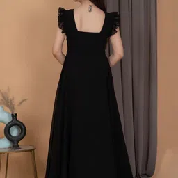 KALINI Flutter Sleeve Ruffled Georgette A-Line Maxi Dress image 5