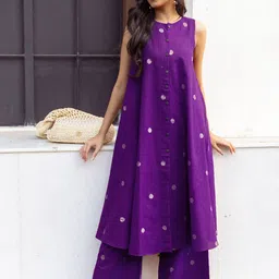 GoSriKi Floral Printed Round Neck Flared Anarkali Kurta With Palazzos-picture-37