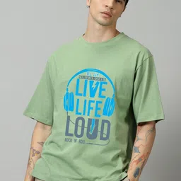 TEEFOX Men Typography Printed Round Neck Cotton Oversized T-shirt-picture-38