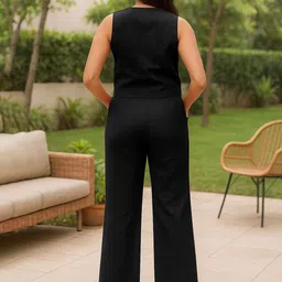 StyleStone V-Neck Sleeveless Linen Waistcoat With Trouser image 2