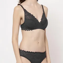 samvar Women Blue,Black Net Bra Panty Set for Lingerie Set Undergarments Pack of 2 image 4