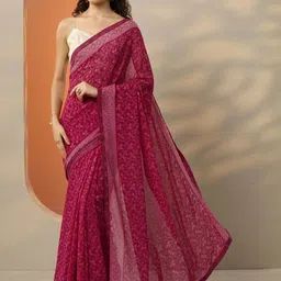 Libas Pure Geometric Printed Beads and Stones Work Pure Georgette Saree-image-61