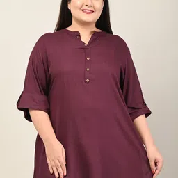 KALINI Plus Size Mandarin Collar Straight Kurti-picture-25