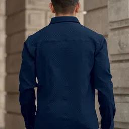 WEBRIC Men Standard Fit Textured Spread Collar Cotton Casual Shirt image 2