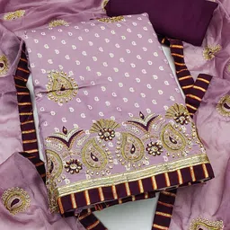 MANVAA Embellished Unstitched Dress Material image 4