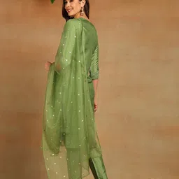 ahika Women Pure Silk Kurta Pant Dupatta Set image 3