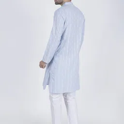 JASHNA Men's Self Design Cotton Blend Straight Kurta image 5