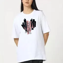 Requin Women Printed Round Neck Blended T-shirt-picture-41