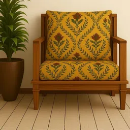 STITCHNEST Yellow & Brown 2 Piece Printed Lycra Sofa Cover-image-4