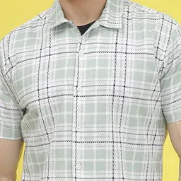 JAKANARY Men Checked Casual Half Sleeve Shirt image 3