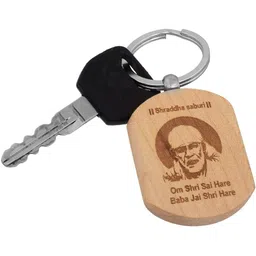 DZINETRENDZ Set Of 2 Gold-Plated Sai Baba Brass Pendant With Chain & Keyring image 4