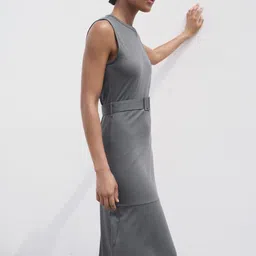 MANGO Fit & Flare Midi Dress with Belt image 4