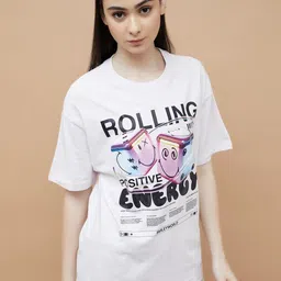 Ginger by Lifestyle Women Graphic Printed Round Neck Cotton Relaxed Fit T-shirt-image-19