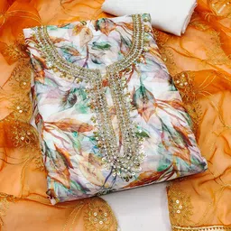 Ishin Embroidered Organza Unstitched Dress Material-picture-42