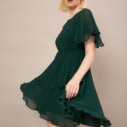 Roadster Flutter Sleeve Ruffled Fit & Flare Dress-picture-33