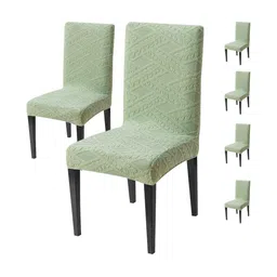 HOUSE OF QUIRK Set Of 6 Self Design Stretchable Jacquard Chair Covers-picture-18