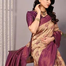 Vastravatika Ethnic Motifs Zari Art Silk Kanjeevaram Saree image 5