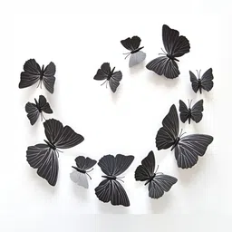 INDIAN ROYALS 12-Pcs Black 3D Butterfly Self-AdhesiveWallStickers-image-34
