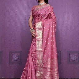 AMRUTKALA SAREES Ethnic Motifs Zari Silk Blend Banarasi Saree image 4