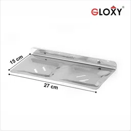 GLOXY Silver-Toned 3 piece Solid Stainless Steel Soap Dish image 3