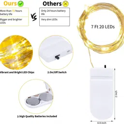 nisco 20 LEDs 2.01 m Gold Steady String Rice Lights image 2