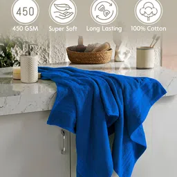Layers Blue Pure Cotton 450 GSM Bath Towel image 3