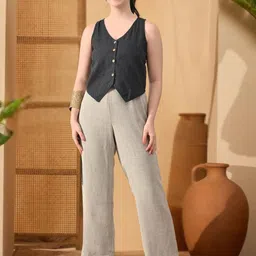 Sangria Women Cotton Black Woven No Sleeves Waistcoat top-picture-25