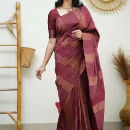 VILLE FASHION Woven Design Zari Art Silk Kanjeevaram Saree-picture-21