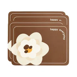 YELONA 4Pcs Brown & Beige Patterned Waterproof Heat-Resistant Anti-Slip Table Placemats-picture-23