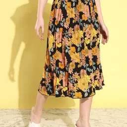 ANVI Be Yourself Floral Printed Accordion Pleated Midi Flared Skirt-picture-17