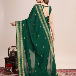 KALINI Vichitra Silk Embroidered Saree With Unstitched Blouse Piece image 2