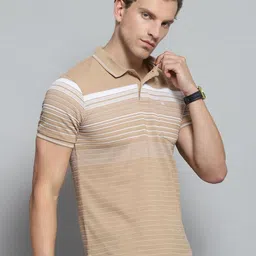Monte Carlo Men Striped Polo Collar Pockets T-shirt image 3