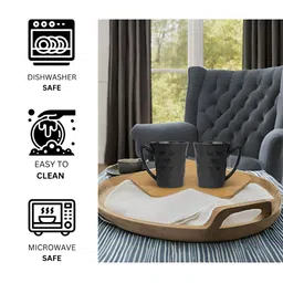 Kraftlik Handicraft Black Handcrafted and Hand Painted Printed Ceramic Glossy Mugs Set of Cups and Mugs image 5