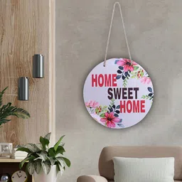 Kuber Industries White & Pink Printed Wooded Wall HangingDecor-picture-15