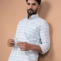 Crimsoune Club Men Premium Slim Fit Button-Down Collar Tartan Checked Cotton Casual Shirt-image-10
