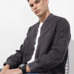 The Roadster Life Co. Mock Collar Pure Cotton Bomber Jacket-picture-24