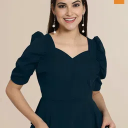 Mast & Harbour Pack of 2 Solid Sweetheart Neck Puff Sleeve Top-picture-54