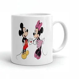 Mr UVD White & Pink Cartoon Characters Printed Ceramic Matte Mug 350 ml image 2