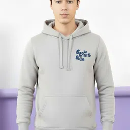 MINISTRY OF FRIENDS Men Typography Printed Hooded Long Sleeves Pullover Sweatshirt image 4