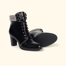 yoho Women Mid-Top round Toe Block Heel Chunky Boots image 2