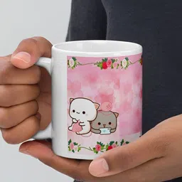 Mr UVD White & Pink Graphic Printed Ceramic Matte Mug 350 ml-picture-15