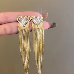 GEHNEY Joy of Jewels Gold-Plated Artificial Stones Studded Heart Shaped Drop Earrings image 2