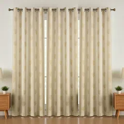 GEET CREATIONS Cream-Coloured Set of 3 Floral Room Darkening Door Curtain-picture-31