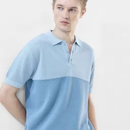 Snitch Colourblocked Polo Collar Slim Fit Pure Cotton T-Shirt-picture-19